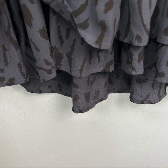 RAILS Jasmine Dress Ash Cheetah Mini Long Sleeve Button Details Tiered Skirt S - Picture 8 of 13